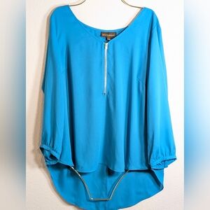 ​💎 BOLD elements Cobalt Blue High-Low Blouse w/ Gold Zipper - Size Small